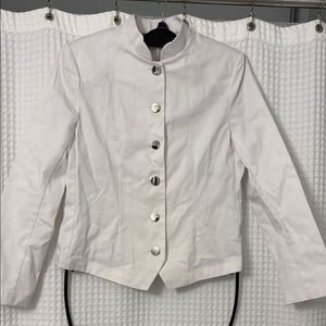 White Tailored Blazer with Stand-Up Collar Size 4
